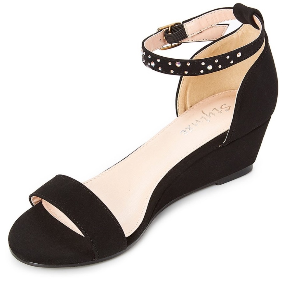 🥳 2 for $15 🥳 NWOT Styluxe Black Embellished Strap Sandal Flats Sz 7.5 - Picture 2 of 5
